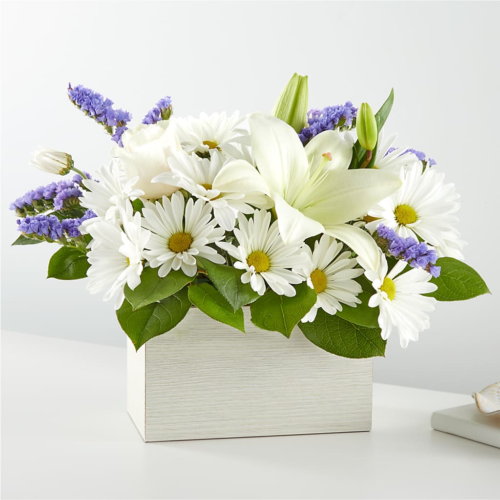 Beyond Blue Box Bouquet – Green Leaf, West Springfield MA