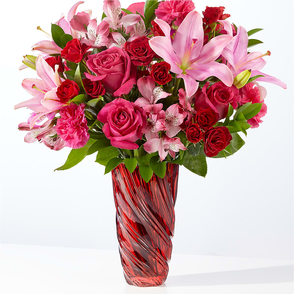 In Love Bouquet with Luxe Swirl Vase – Green Leaf, West Springfield MA