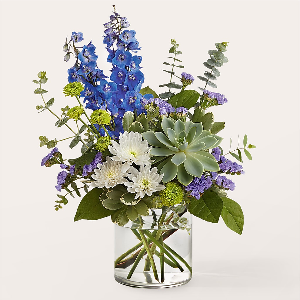 Cerulean Waves Bouquet – Green Leaf, West Springfield MA