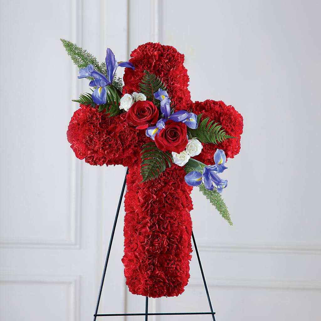 Faithful Hero Floral Cross – Green Leaf, West Springfield MA