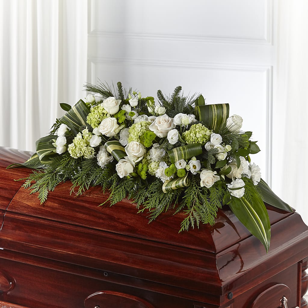 Hopeful Gesture Casket Spray – Green Leaf, West Springfield MA