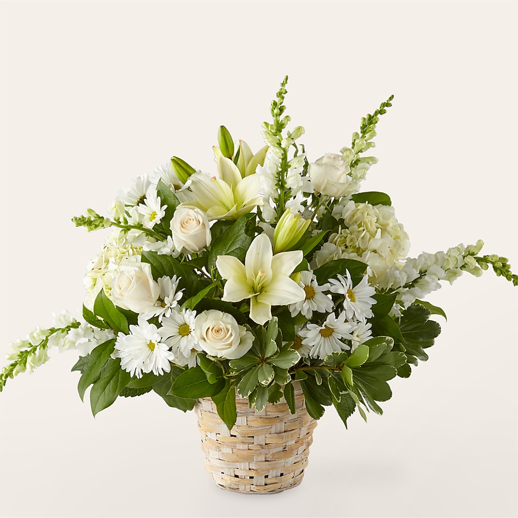 Ivory Elegance Floral Basket – Green Leaf, West Springfield MA