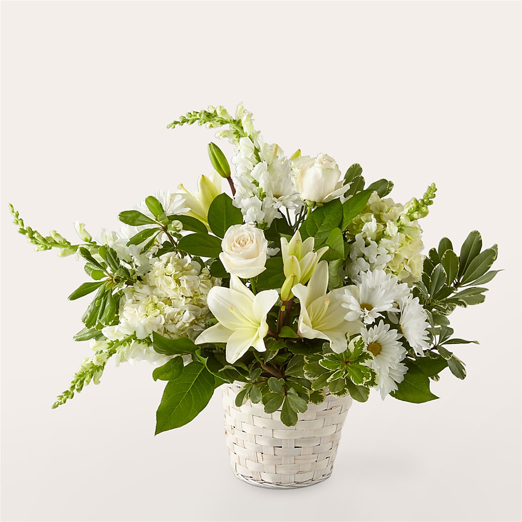 Ivory Elegance Floral Basket – Green Leaf, West Springfield MA