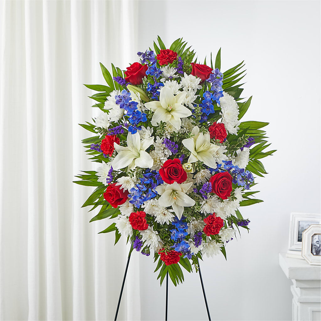 Cherished Service Standing Spray – Green Leaf, West Springfield MA