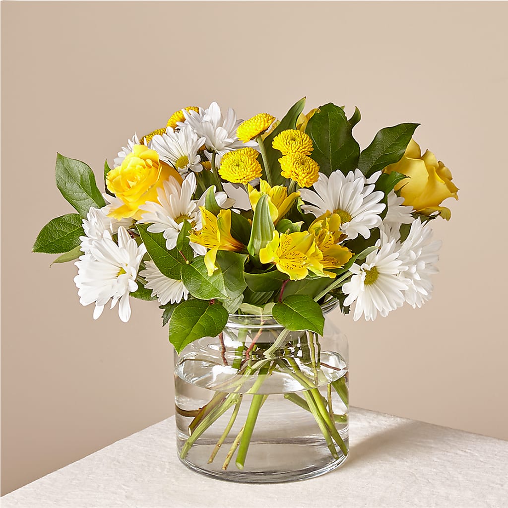 Sunny Sentiments Bouquet – Green Leaf, West Springfield MA