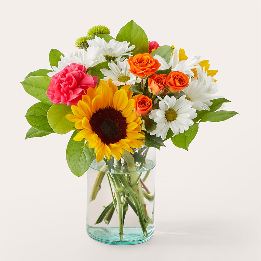 Sun-drenched Blooms Bouquet – Green Leaf, West Springfield MA