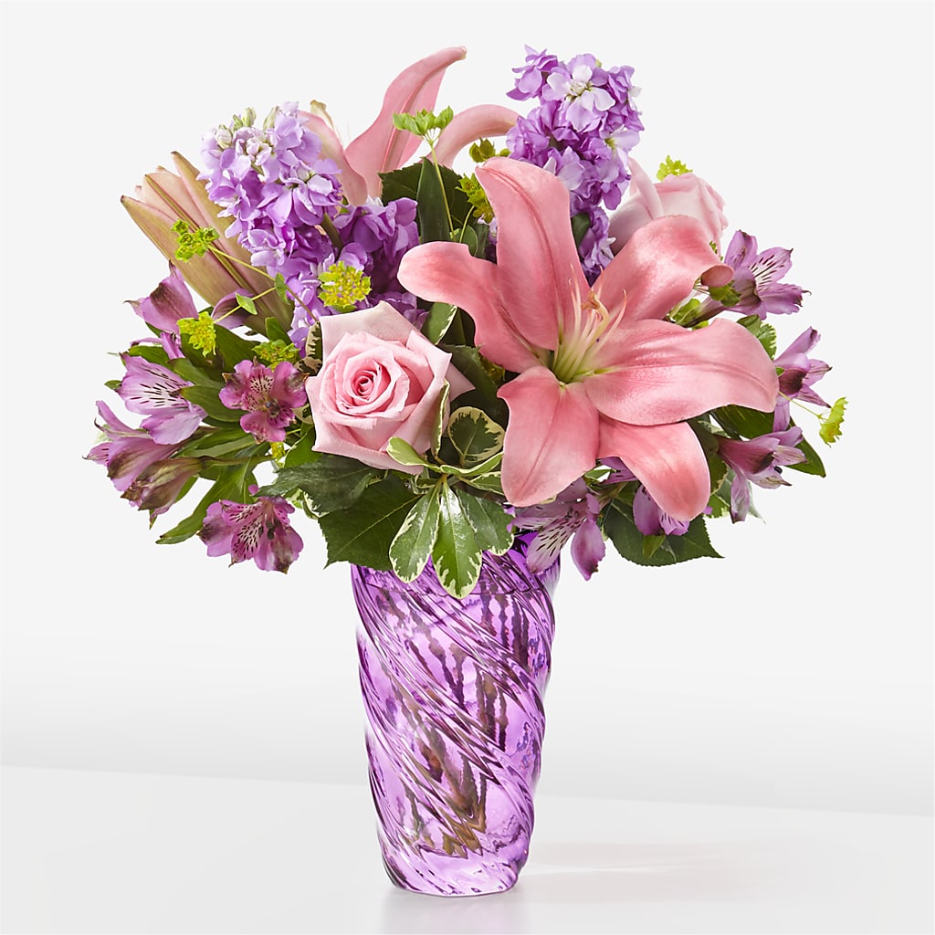 Precious Petals Bouquet with Luxe Swirl Vase – Green Leaf, West Springfield MA