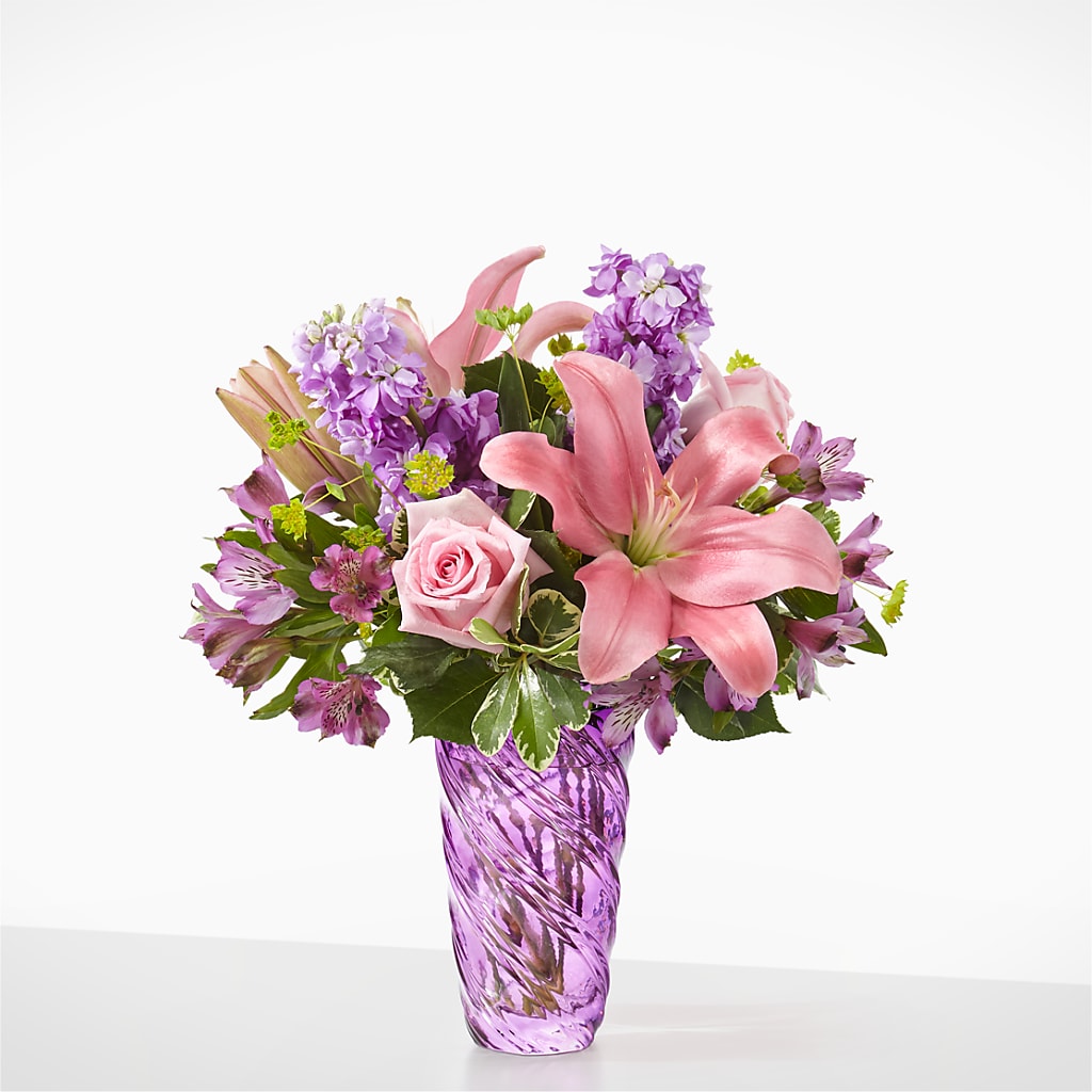 Precious Petals Bouquet with Luxe Swirl Vase – Green Leaf, West Springfield MA