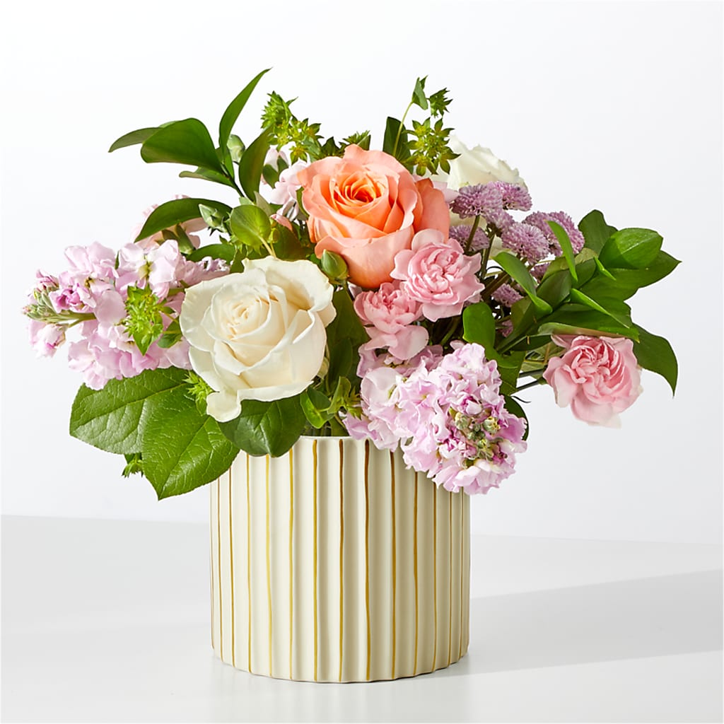French Market Bouquet with Ivory Vase – Green Leaf, West Springfield MA