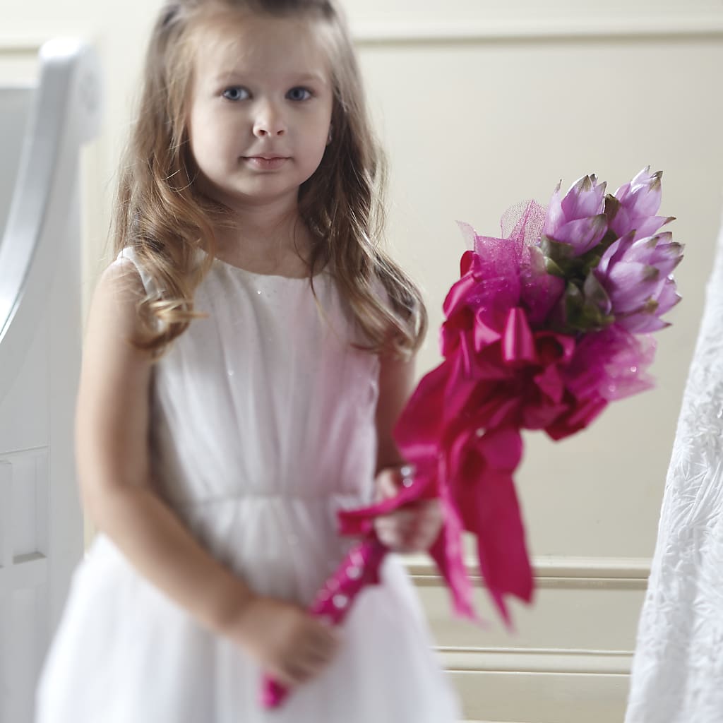 Sparkle Pink Flower Girl Bouquet – Green Leaf, West Springfield MA