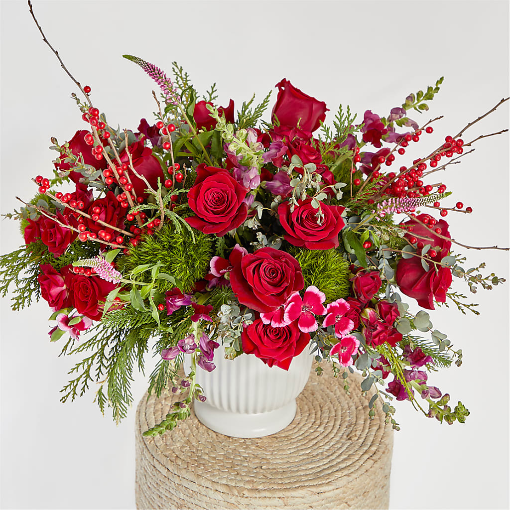 Big Red Bow Bouquet –  Green Leaf, West Springfield MA
