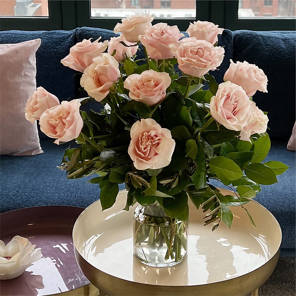 Long Stem Pink Rose Bouquet –  Green Leaf, West Springfield MA