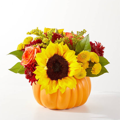 Golden Gourd Pumpkin Bouquet –  Green Leaf, West Springfield MA