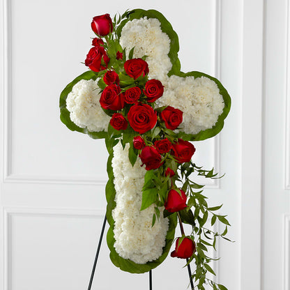 Floral Cross Easel –  Green Leaf, West Springfield MA