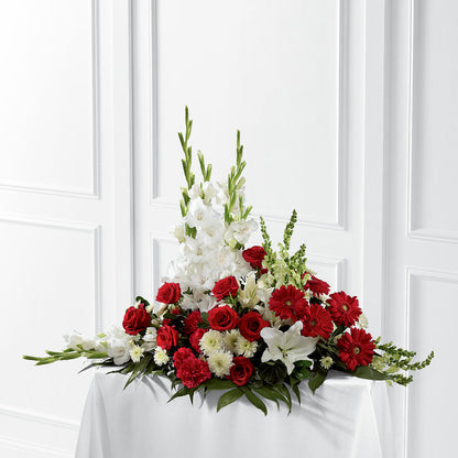 Crimson & White Arrangement –  Green Leaf, West Springfield MA