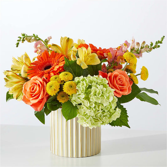 Autumn Sunshine Bouquet with Ivory Vase –  Green Leaf, West Springfield MA