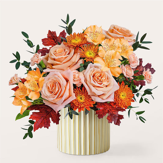 Spiced Latte Bouquet with Ivory Vase –  Green Leaf, West Springfield MA