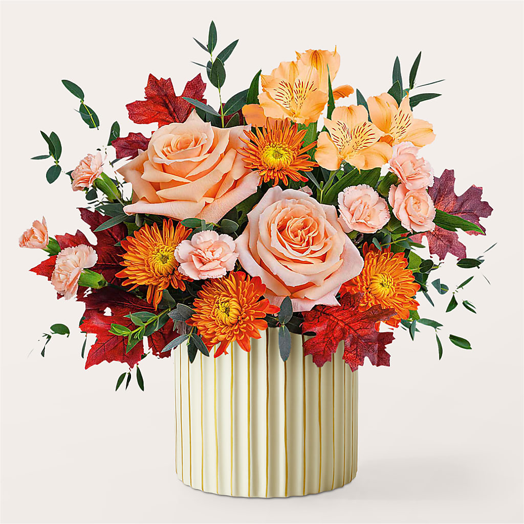 Spiced Latte Bouquet with Ivory Vase –  Green Leaf, West Springfield MA