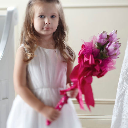 Sparkle Pink Flower Girl Bouquet –  Green Leaf, West Springfield MA