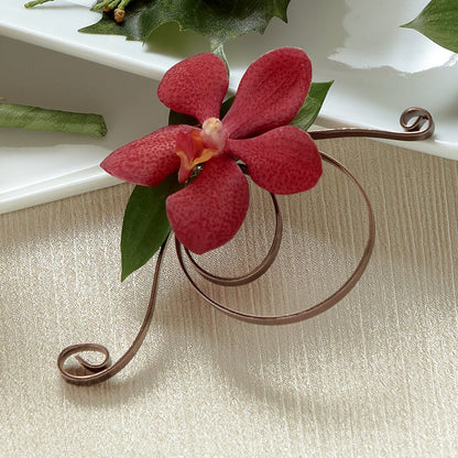 Red Mokara Boutonniere –  Green Leaf, West Springfield MA